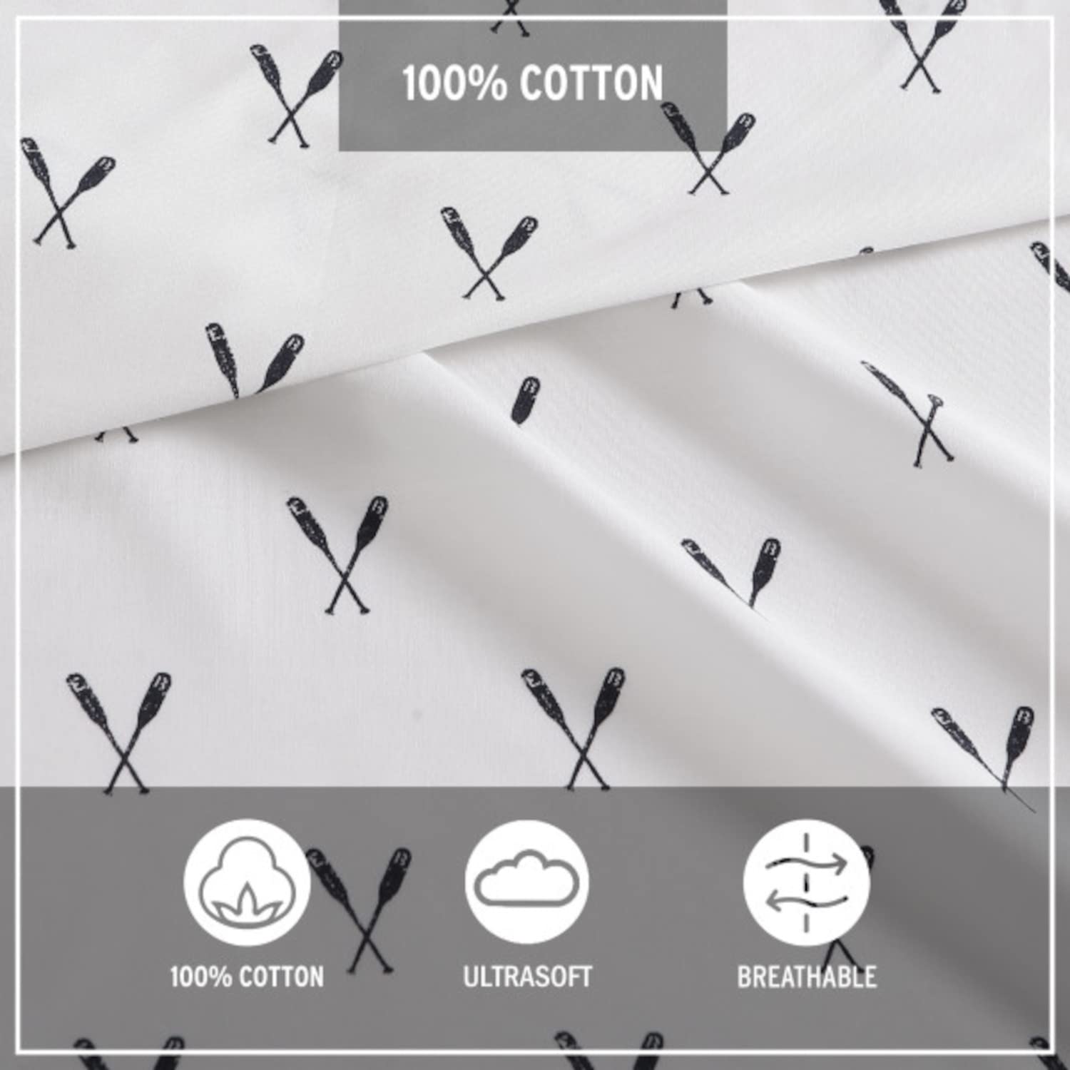 Eddie Bauer - Twin XL Sheets, cotton Percale Bedding Set, crisp  cool Home Decor (Eddies Oar, Twin XL)