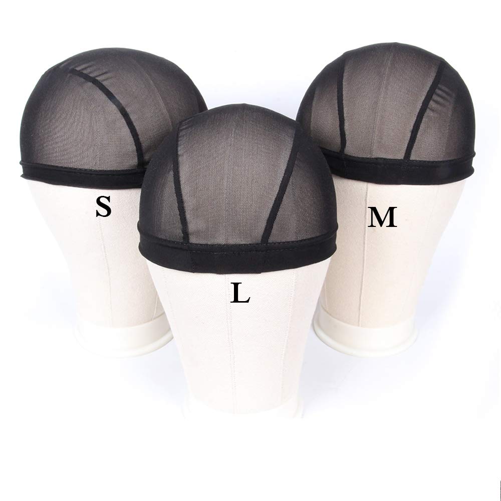 ZQIAN BEAUTY Mesh Dome Caps For Wigs 6 Pcs Stretch Breathable Mesh Dome Wig Cap Spandex Black Wig Caps For Making Wigs (6 Pcs, B