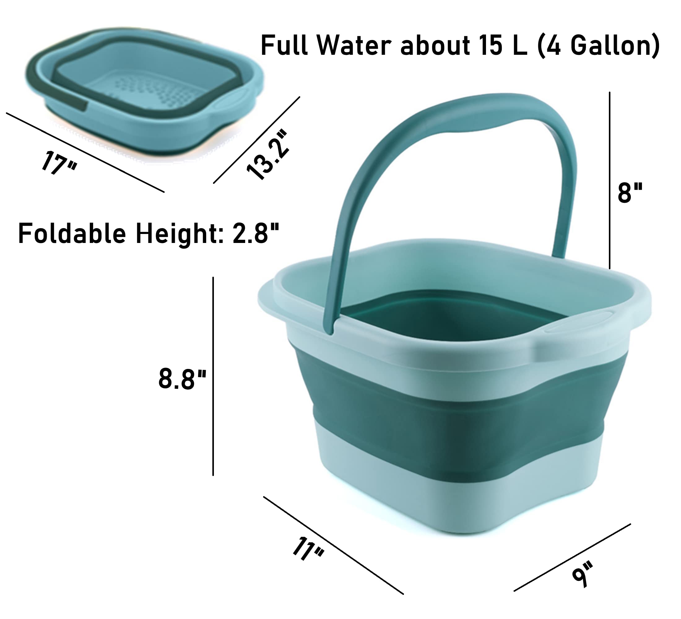 Dorosun Collapsible Foot Bath Soak Tub With Handle, Plastic Foldable Feet Spa Soaking Basin Bucket With Massager Acupoint For Wa