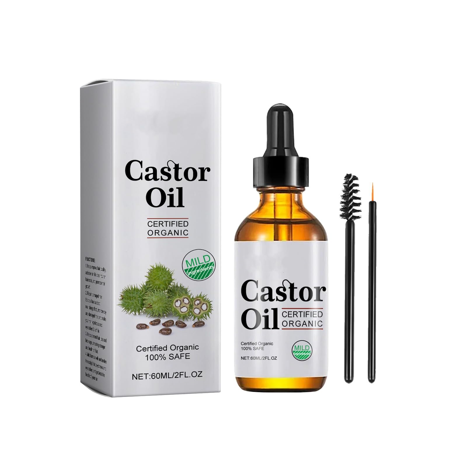 Viareline Certified Organic Castor Oil for Hair, Eyebrows & Eyelashes 60ml