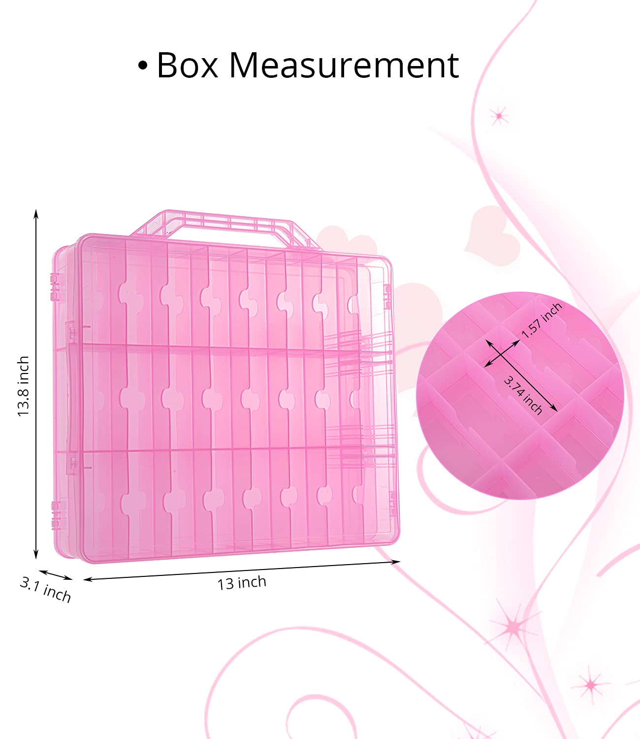 Dreamgenius Nail Polish Organizer Case For 48 Bottles, Double Side Nail Polish Holder With Adjustable Dividers, Portable Nail Po