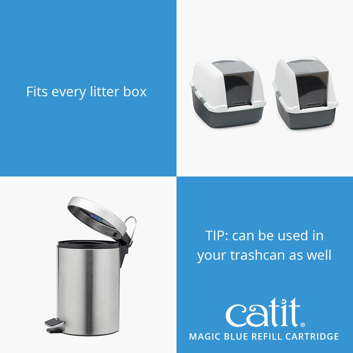 Catit Magic Blue Air Purifier for Cat Litter Box - Model 44305W, Plastic & Foam Cartridge