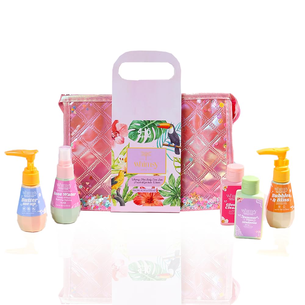 Whimsy Beauty Mini Body Care Love Pouch Kit | Safe Non Toxic Body Care Set For Kids & Pre-Teens | Includes Moisturizer, Body Was
