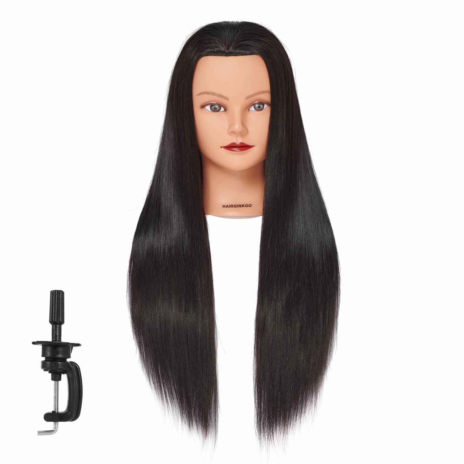 Hairginkgo Mannequin Head 26''-28'' Super Long Synthetic Fiber Hair Manikin Head Styling Hairdresser Training Head Cosmetology D