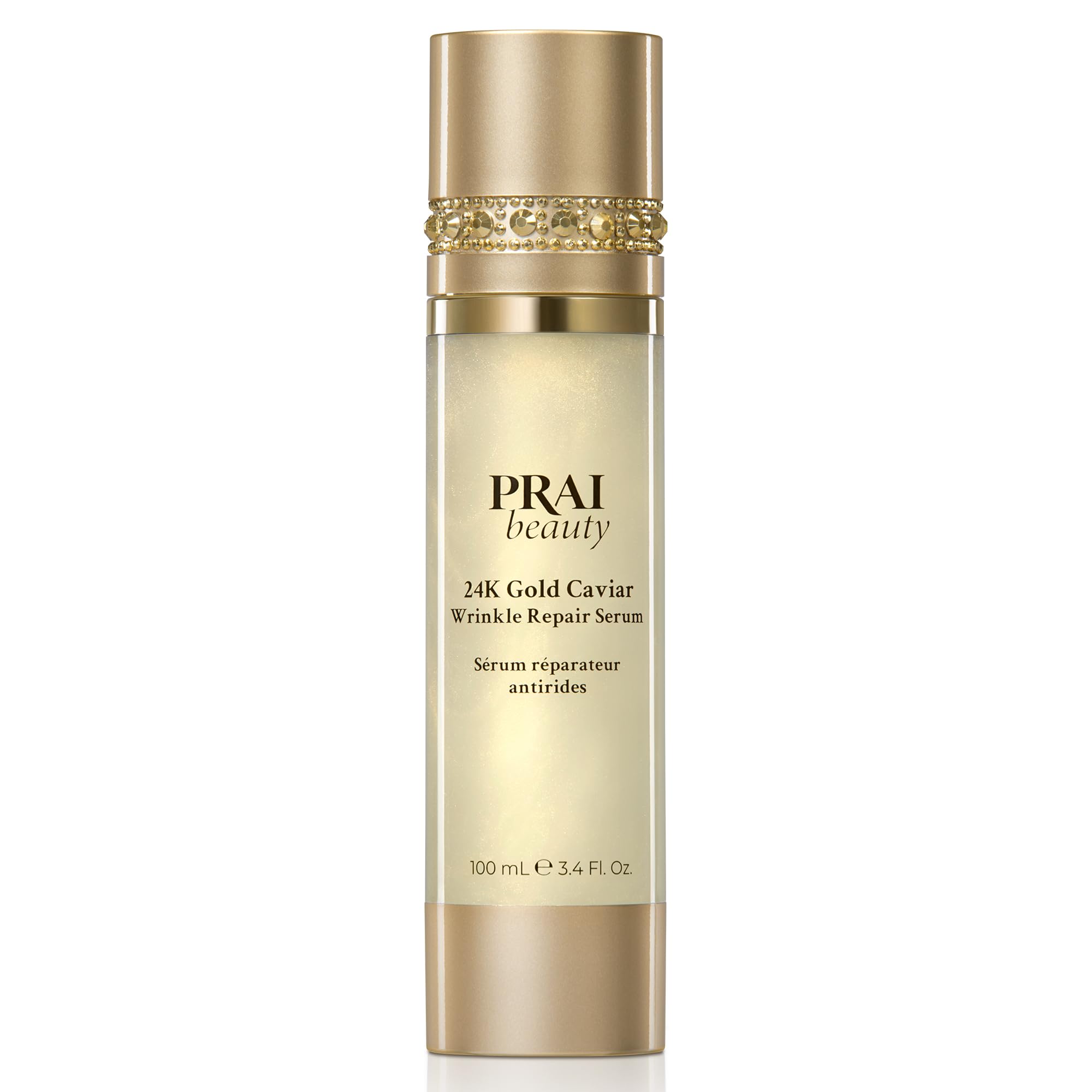 PRAI Beauty 24K Gold Caviar Wrinkle Repair Serum for Face | Anti-Aging Serum with Hyaluronic Acid to Plump and Fill In Wrinkles 