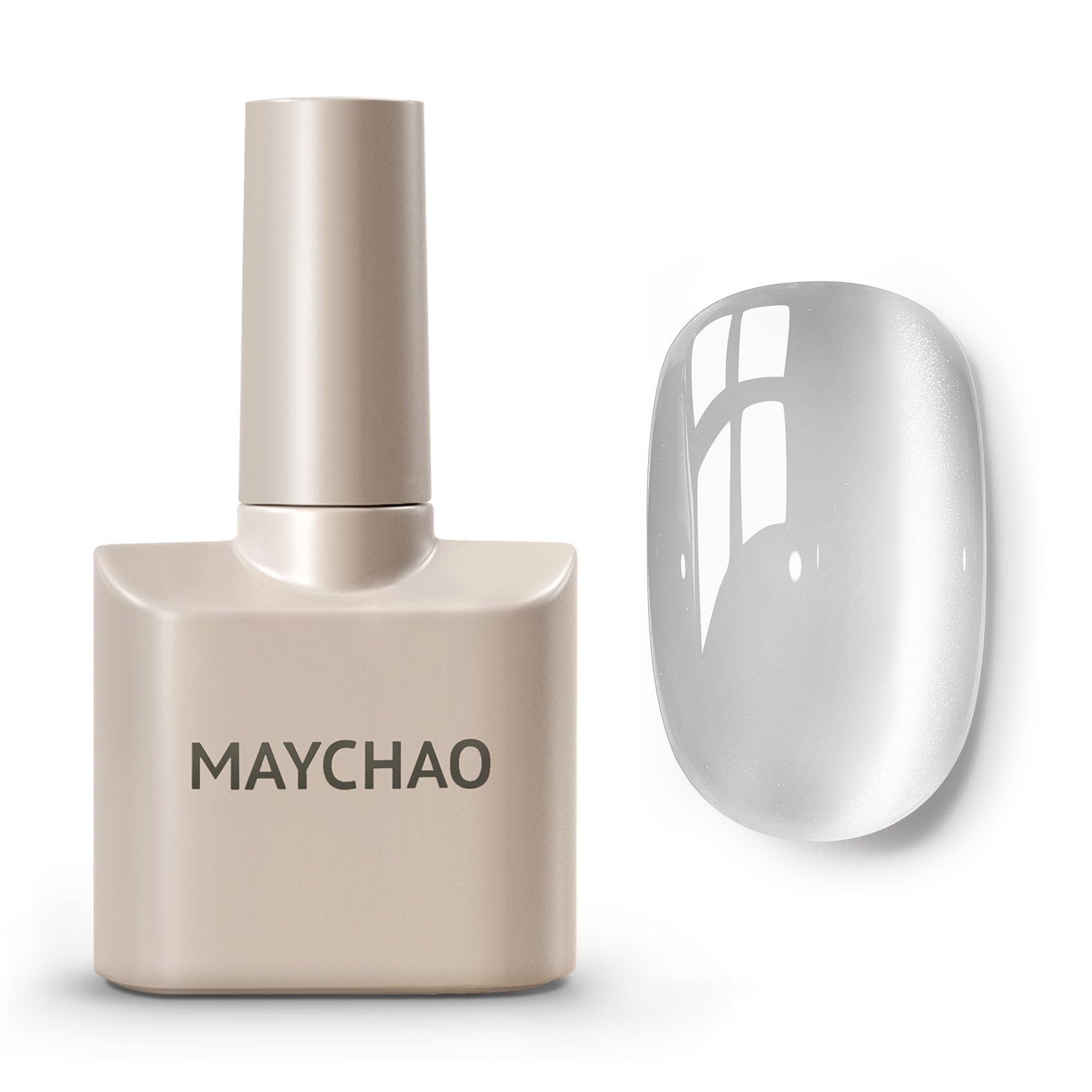 Maychao 15Ml Silk Silver Cat Eye Gel Nail Polish 1Pc Moonlight Silver Gel Polish With Magnet Soak Off Holographic Magnetic Nail