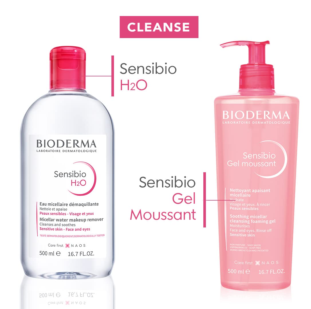Bioderma - Sensibio - H2O Micellar Water - Makeup Remover - Face Cleanser For Sensitive Skin, Removes 99% Of Makeup, Pollution A