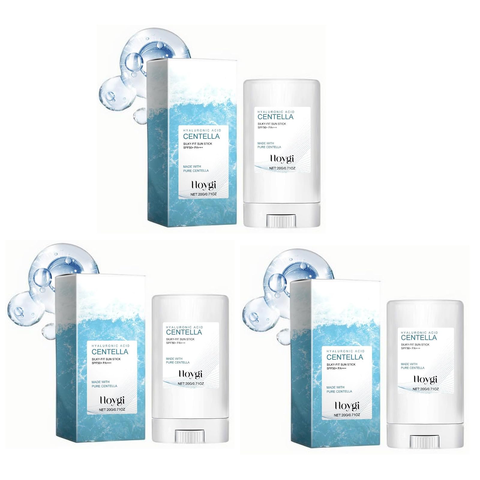 Hyaluronic Acid Sunscreen Stick  ReefSafe SPF 50 Mineral Sunscreen for Face & Body, Hydrating Sunblock with Centella & Beeswax