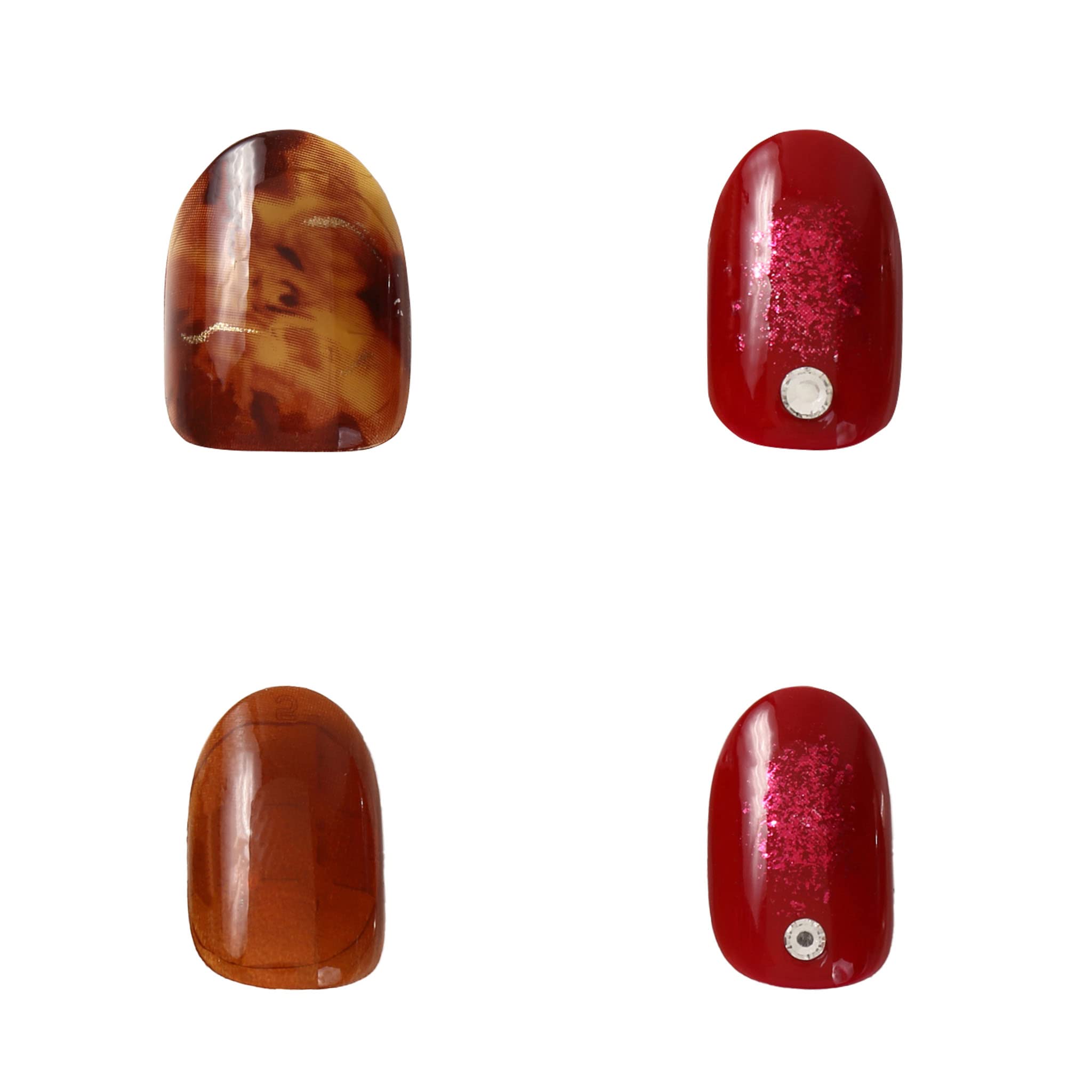 Kiss New York Press and Go False Nails Press On Nails Full Cover Nails Tips with Self Adhesive Tabs (Red Marble)