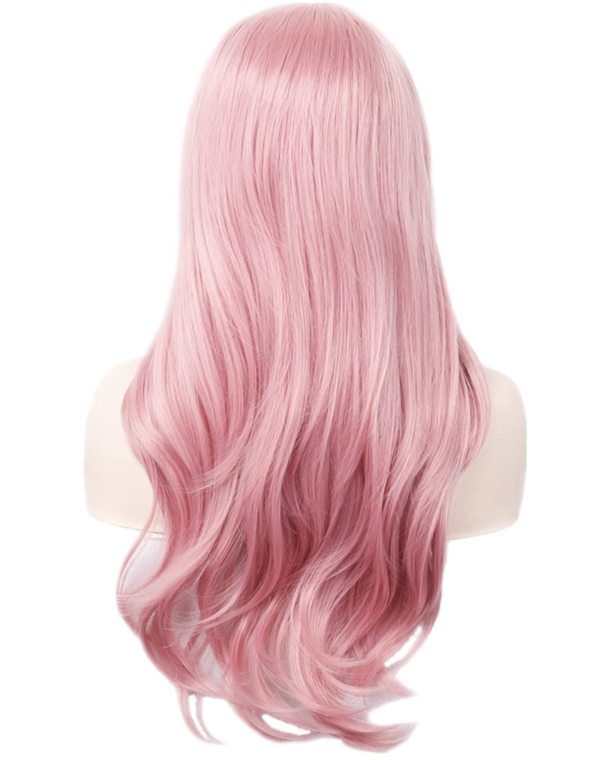 Aneshe Wigs 28'' Long Wavy Hair Heat Resistant Cosplay Wig For Women (Pink)
