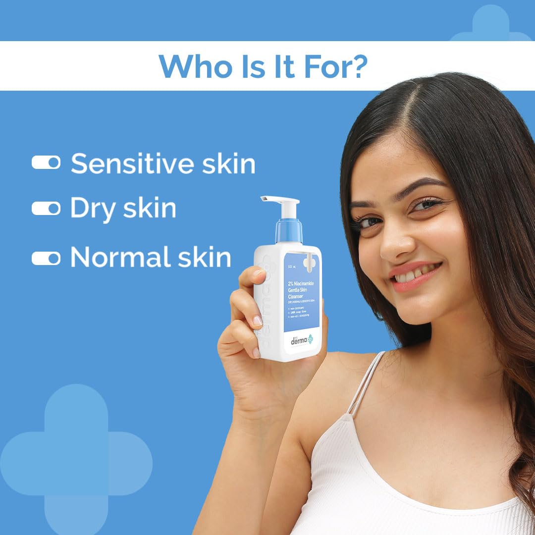The Derma Co 2% Niacinamide Gentle Face Cleanser for Sensitive, Dry & Normal Skin | Gently Cleanses Makeup, Dirt & Impurities |