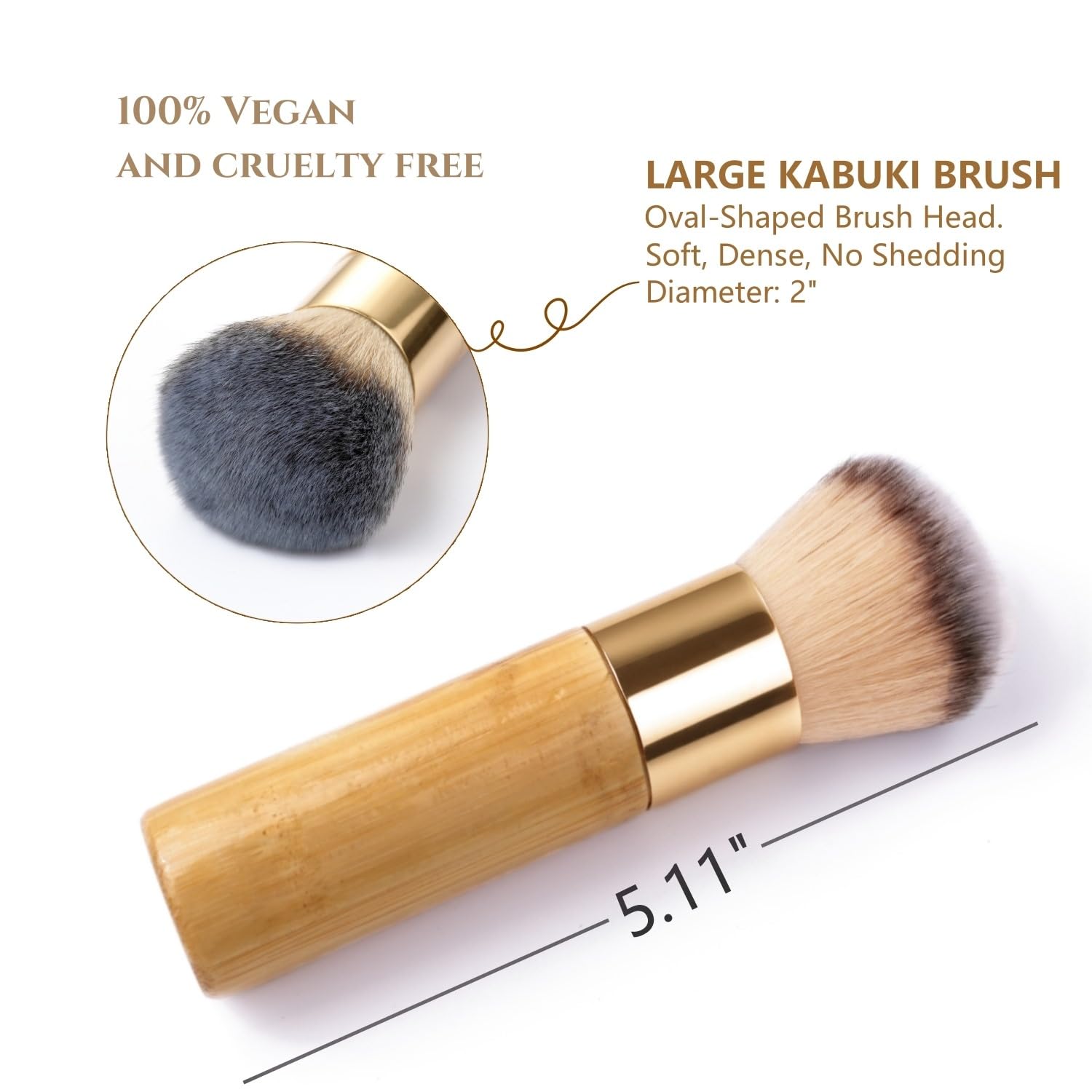 Goerti Bronzer Tan Self Tanning Brush, Vegan Large Kabuki Brush For Powder Foundation Self Tanner Applicator Brush, Professional