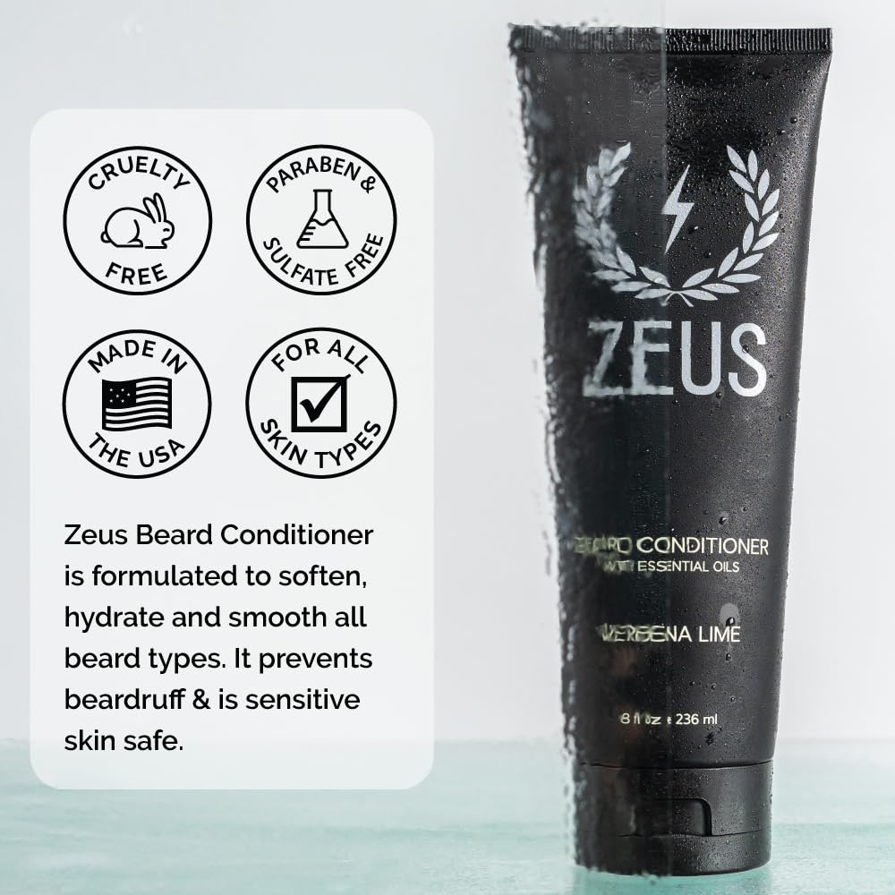 Zeus Beard Conditioner Wash, Cleansing & Moisturizing Beard Wash With Green Tea & Natural Ingredients To Soften Beard - 8 Oz. (M