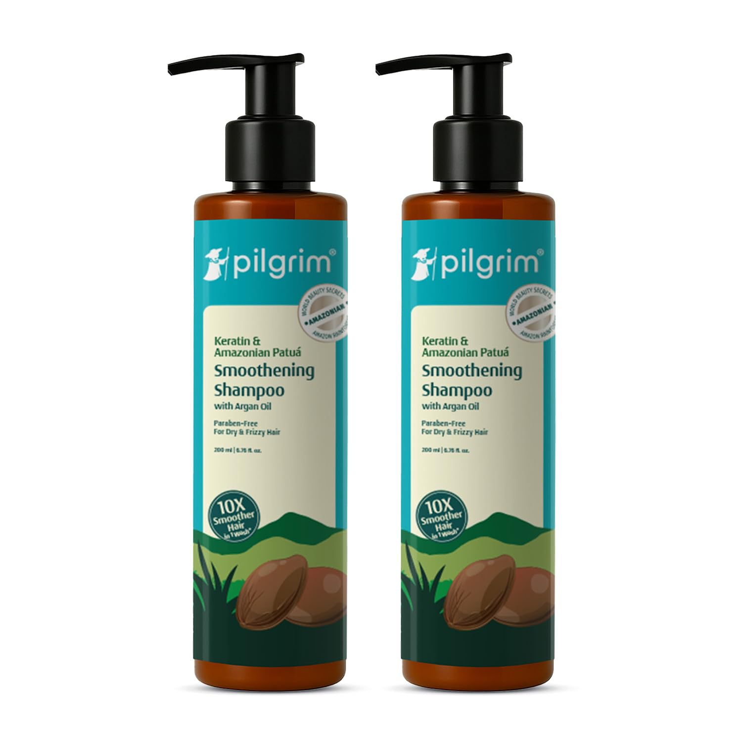 Pilgrim Patu & Keratin Hair Smoothening Shampoo For Dry & Frizzy Hair 200 Ml (Pack Of 2) | Shampoo For Women & Men | Hair Smooth