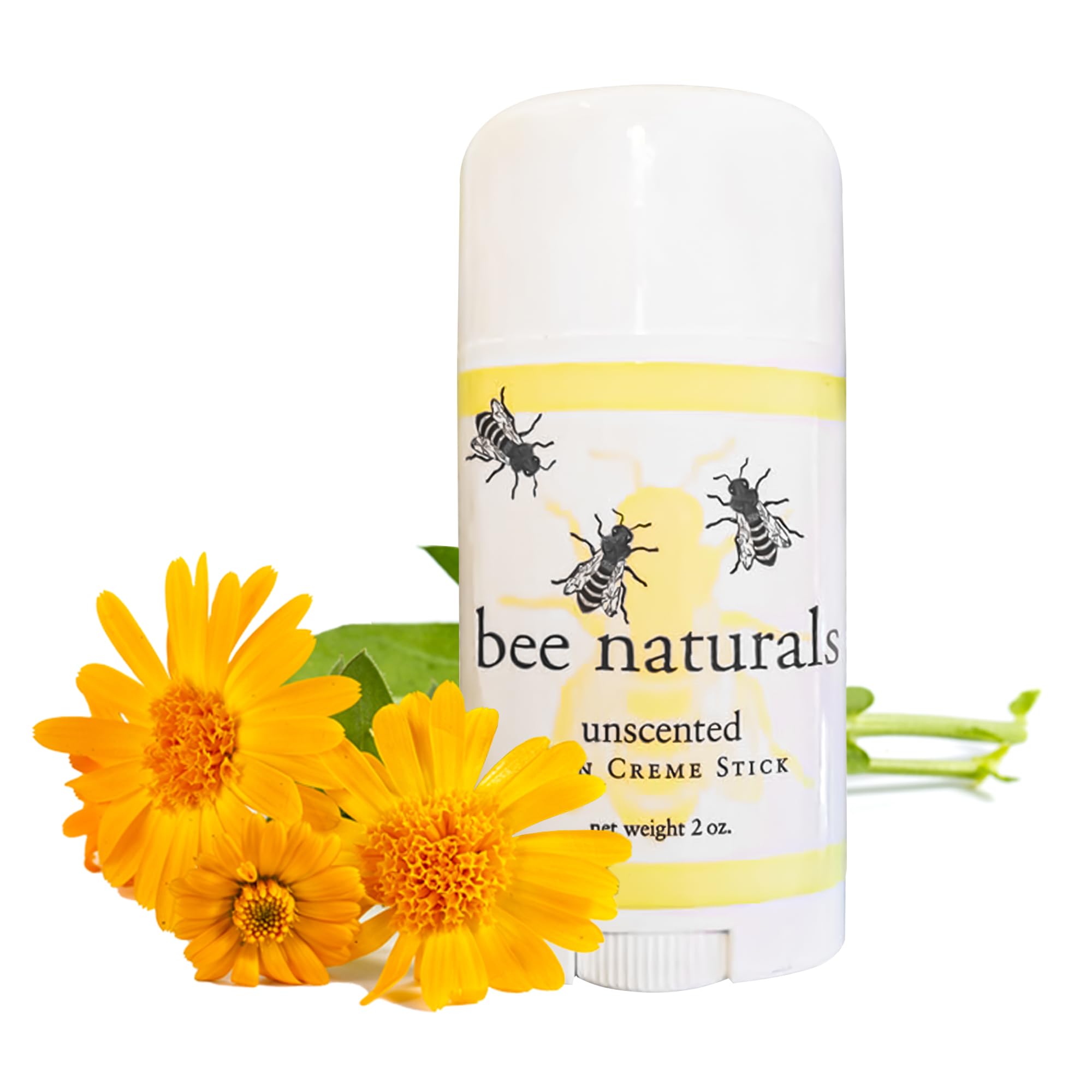 Bee Naturals Unscented Skin Cream Stick - Portable Twist-Up Solid Lotion for Hydrating, Smoothing & Soothing Hands - Compact Tra