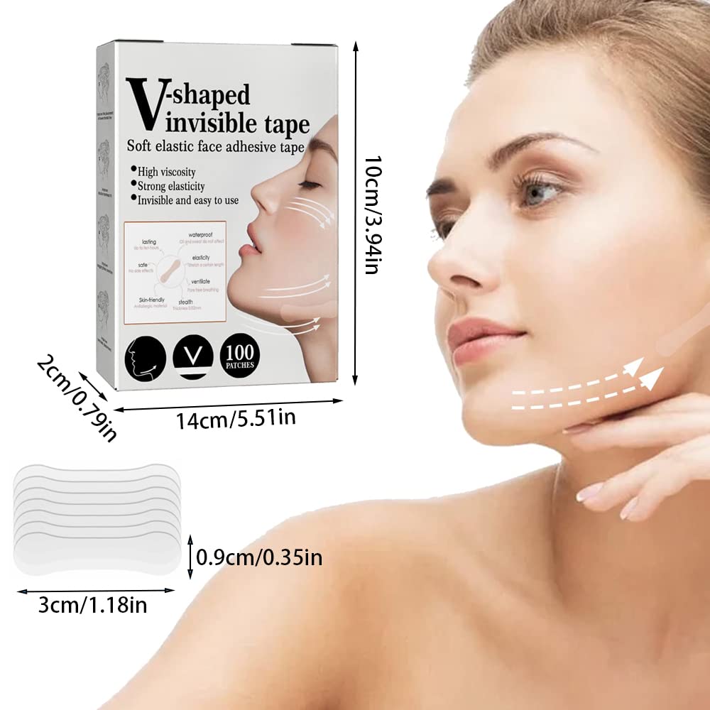 Face Lift Tape Invisible,100 Strips Facial Tape Face Lift,Instant Face Lift,V Shape Face Lift Tapes,Face Tape Lifting Invisible,