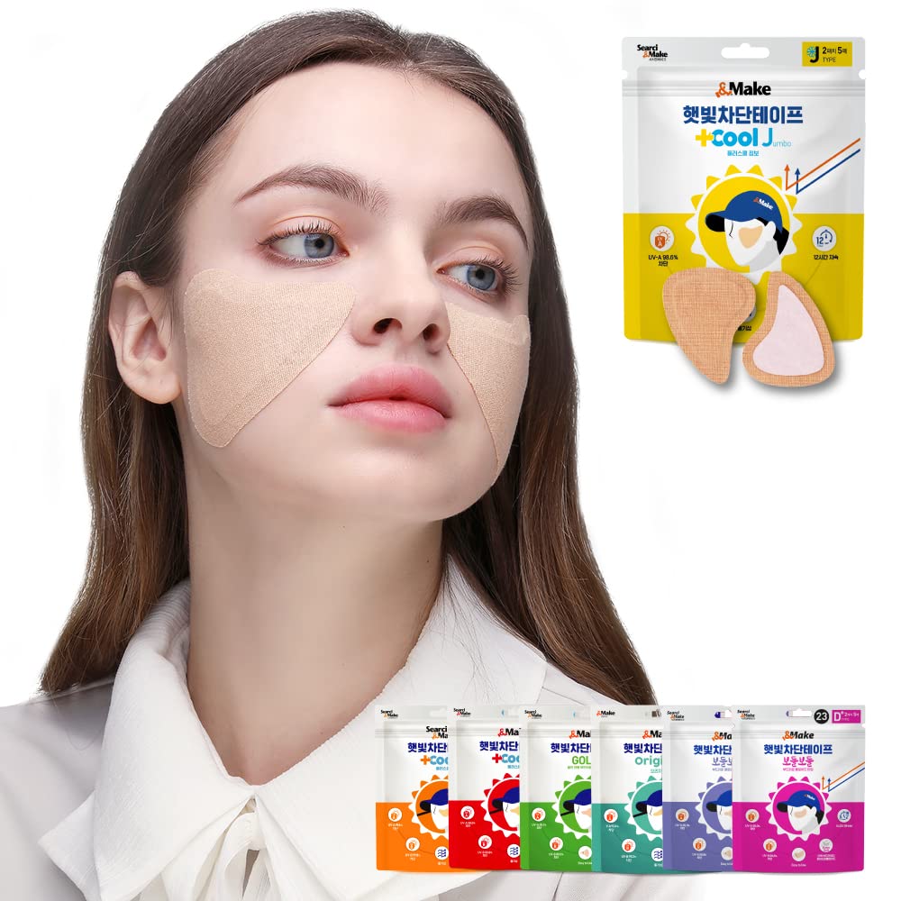 Searci&Make 99.8% Sunscreen Patch Hydro Cool Jumbo Size, Golf Accessories Gifts Sun Protection Uv Facial Face Tape (Cool J)