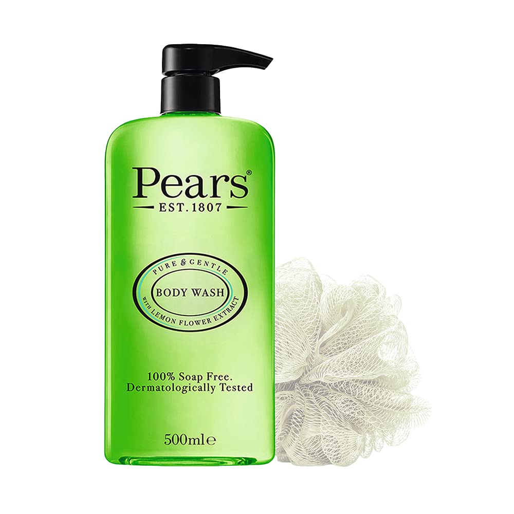 Pears Pure & Gentle Lemon Flower Extract Body Wash With Glycerin, Dermatogically Tested, 100% Soap Free Shower Gel,Imported,500 