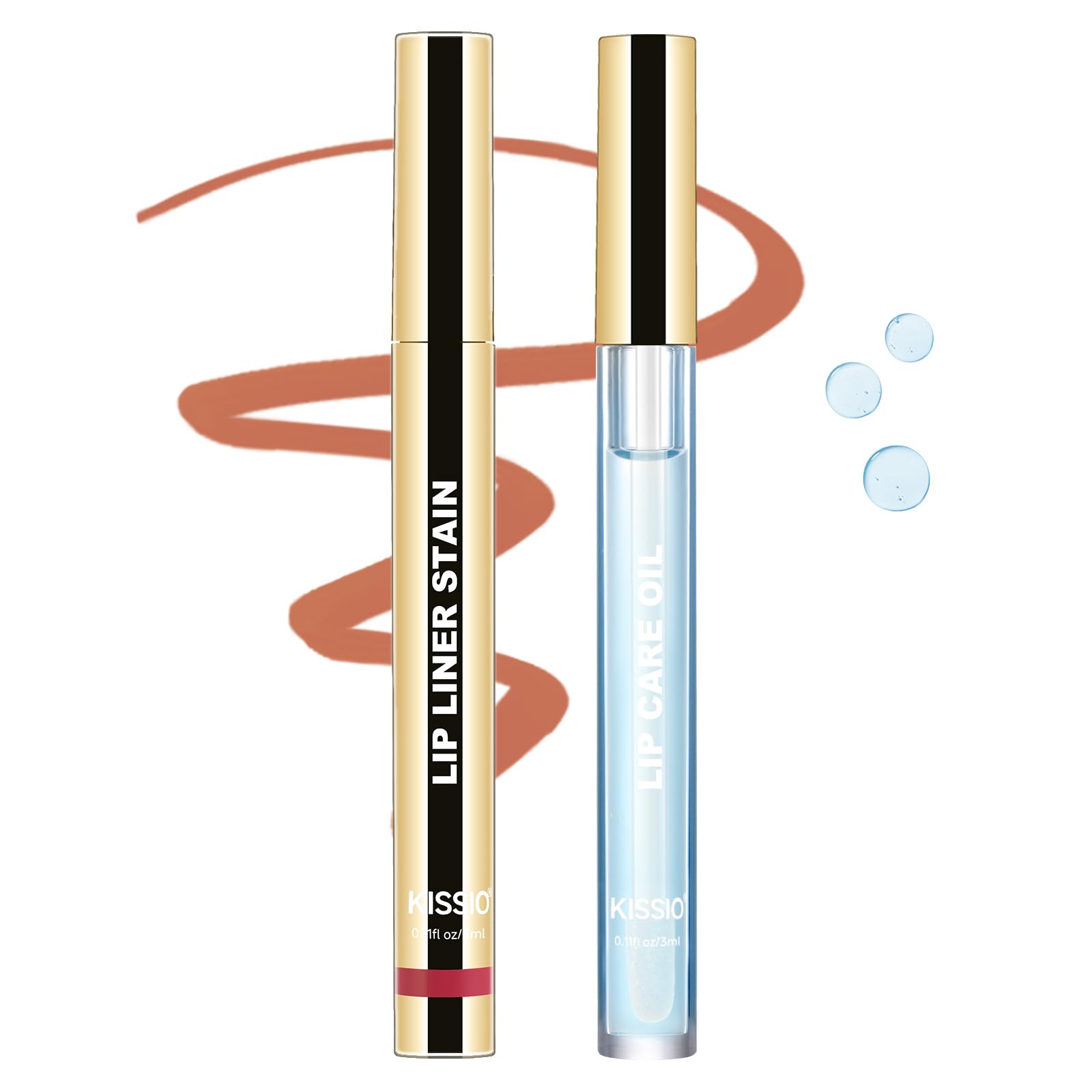 Kissio Lip Stain Set,Peel Off Lip Liner Stain And Lip Care Oil,Transfer Proof,Long Lasting And Waterproof Lip Tint,Matte Finish,