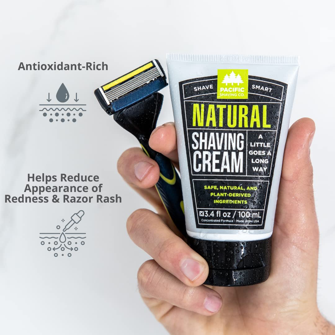 Pacific Shaving Company Natural Shaving Cream - Safe, Natural, And Plant-Derived Ingredients For A Smooth Shave, Softer Skin, Le