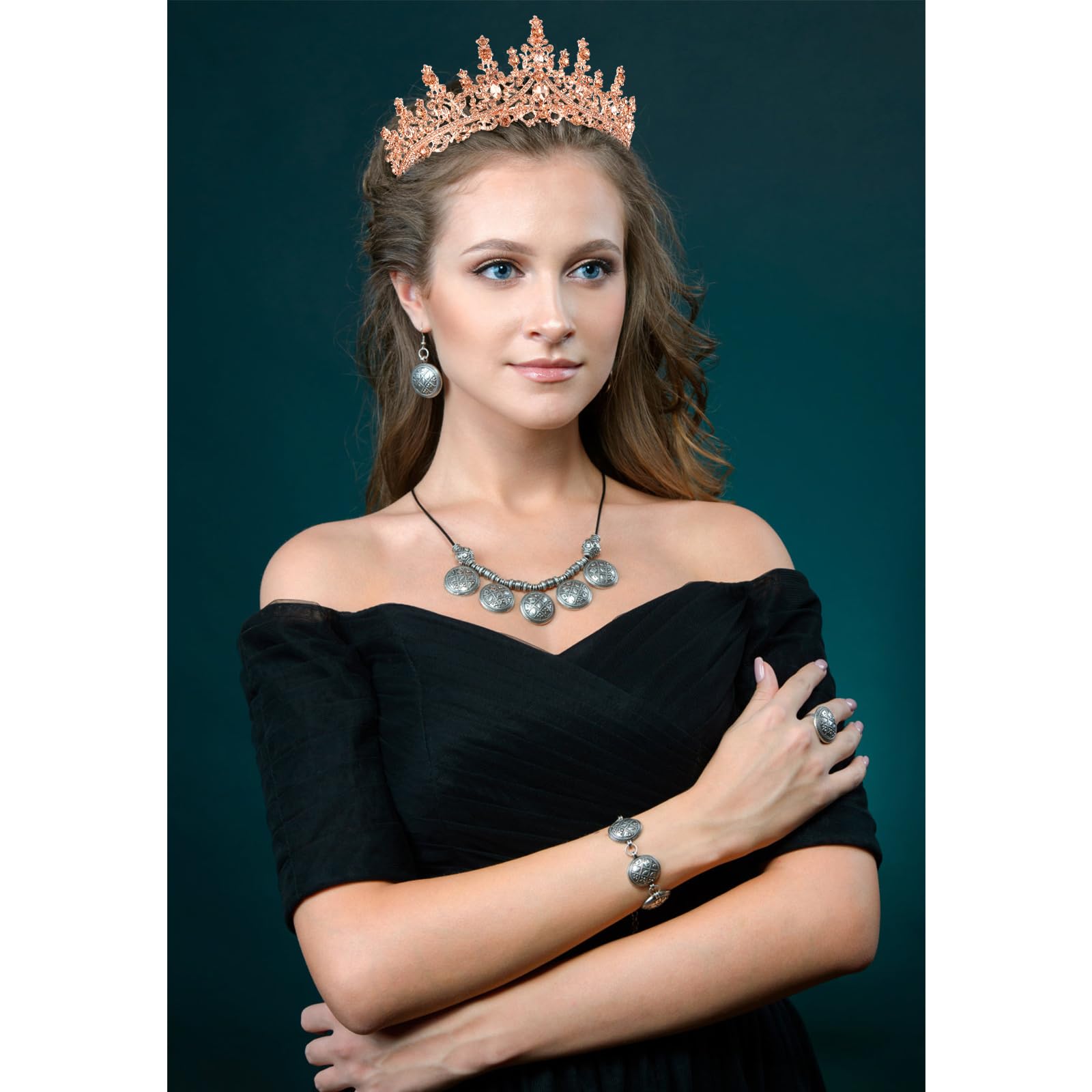 Velscrun Rose Gold Crystal Birthday Tiara Crowns For Women Girls Elegant Princess Crown With Combs Birthday Girl Headband Sash H