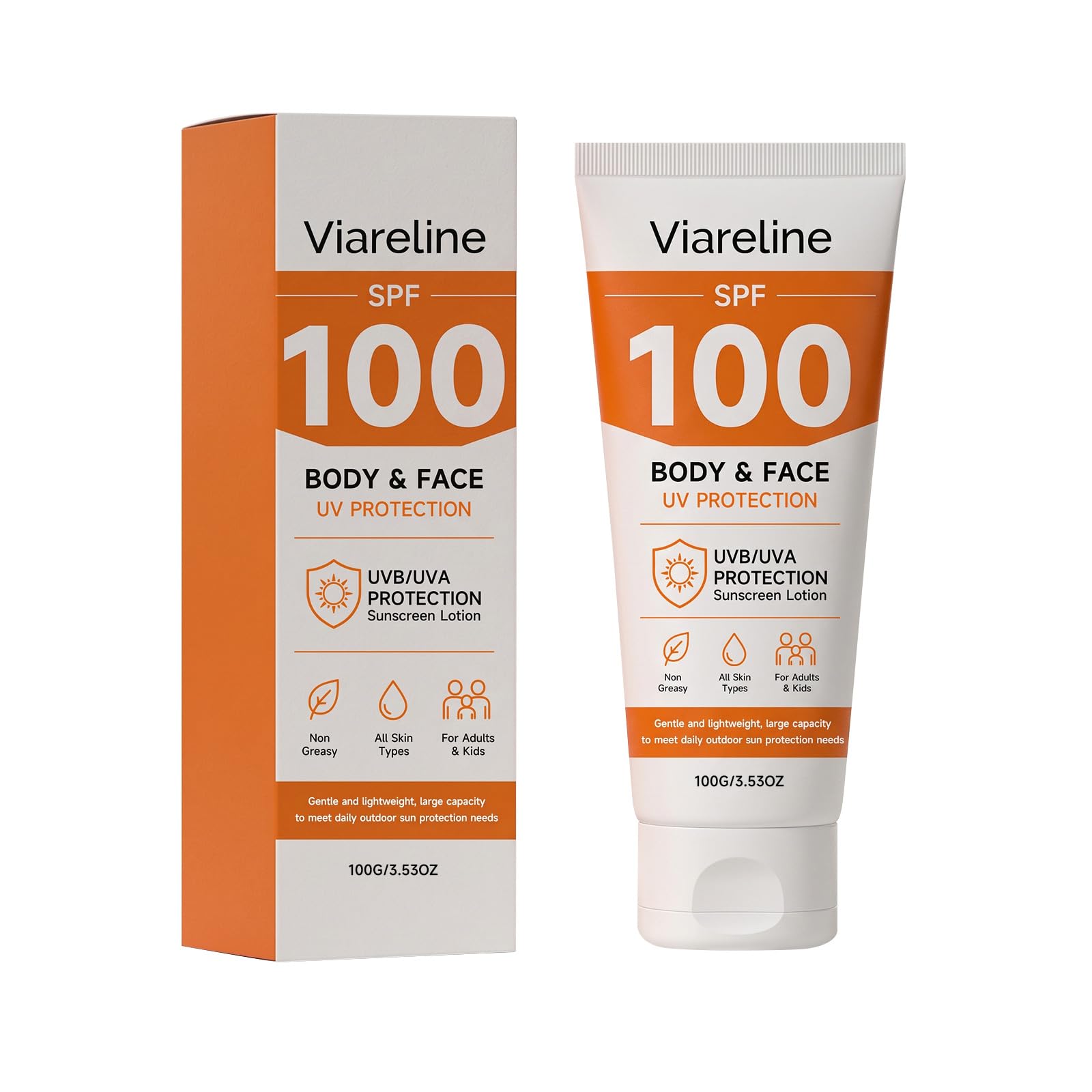 Viareline SPF 100 Sunscreen Lotion for Body & Face, 100g