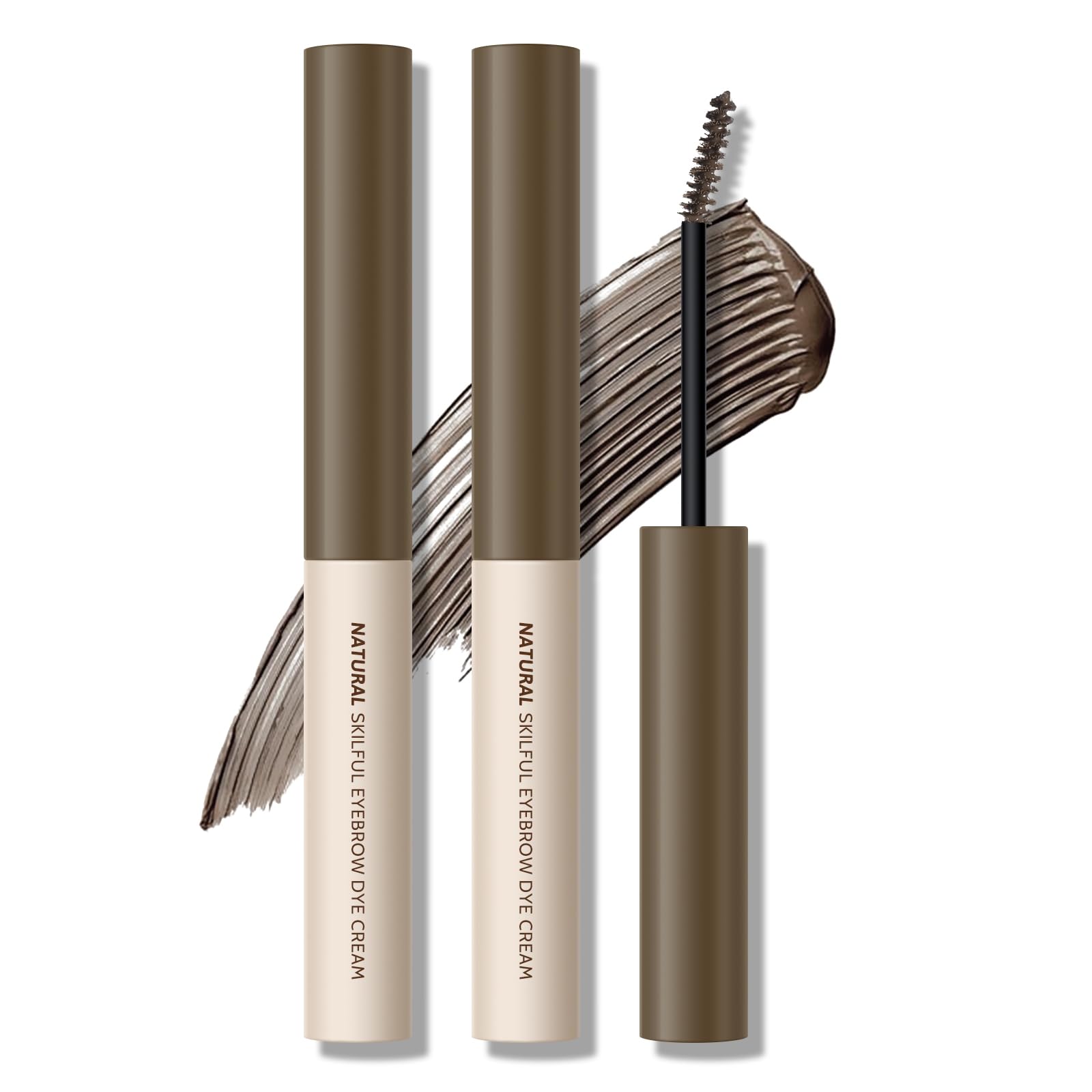 KYDA 2 Pcs Tinted Eyebrow Cream, UltraFine Brush Tinted Brow Gel, Waterproof Smudgeproof Eyebrow Mascara, Long Wear, Natural Br