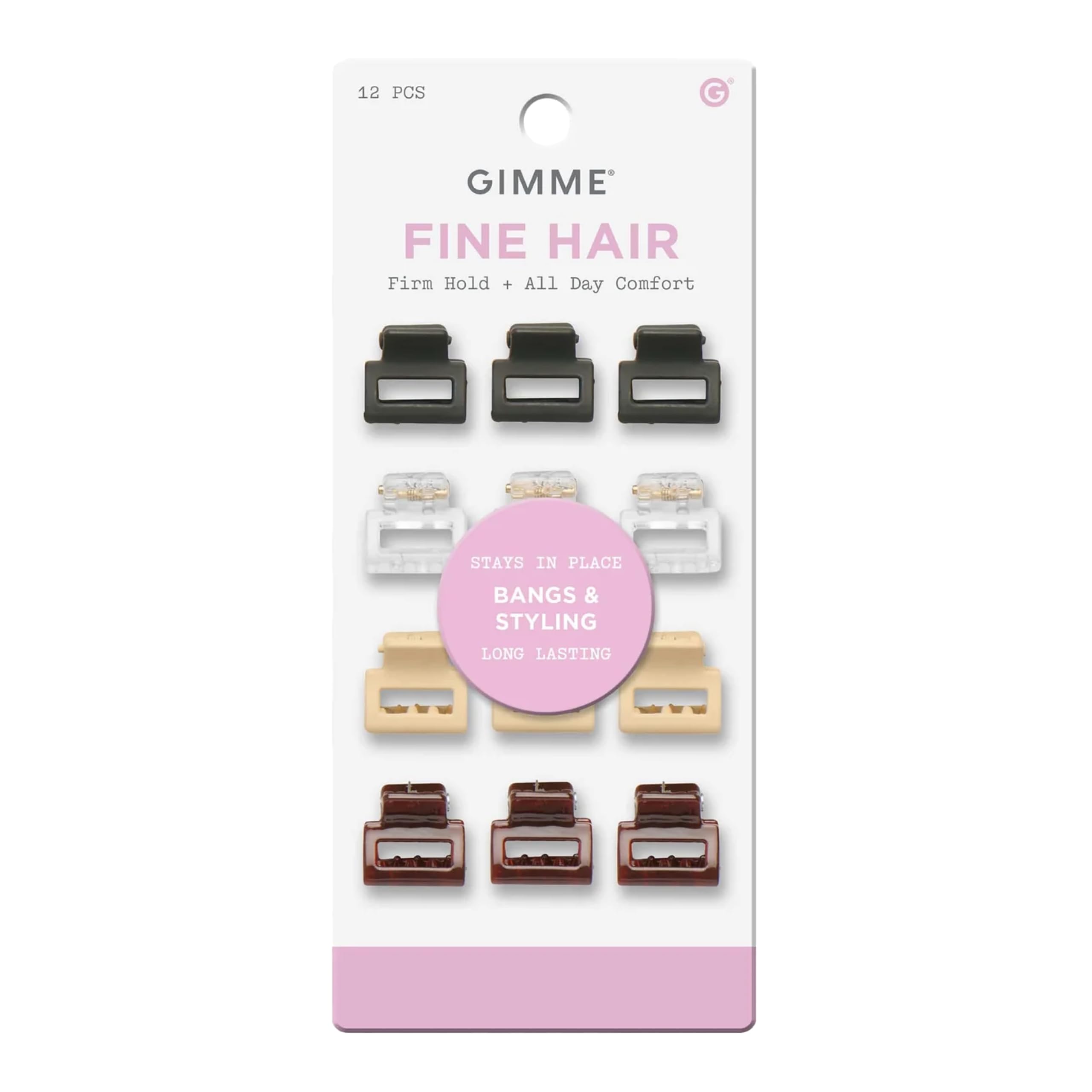 Gimme Beauty Mini Square Claw Clip Set - Small Hair Accessories - Perfect for Bangs & Fine Hair - Firm, Tension-Free Hold for Ev