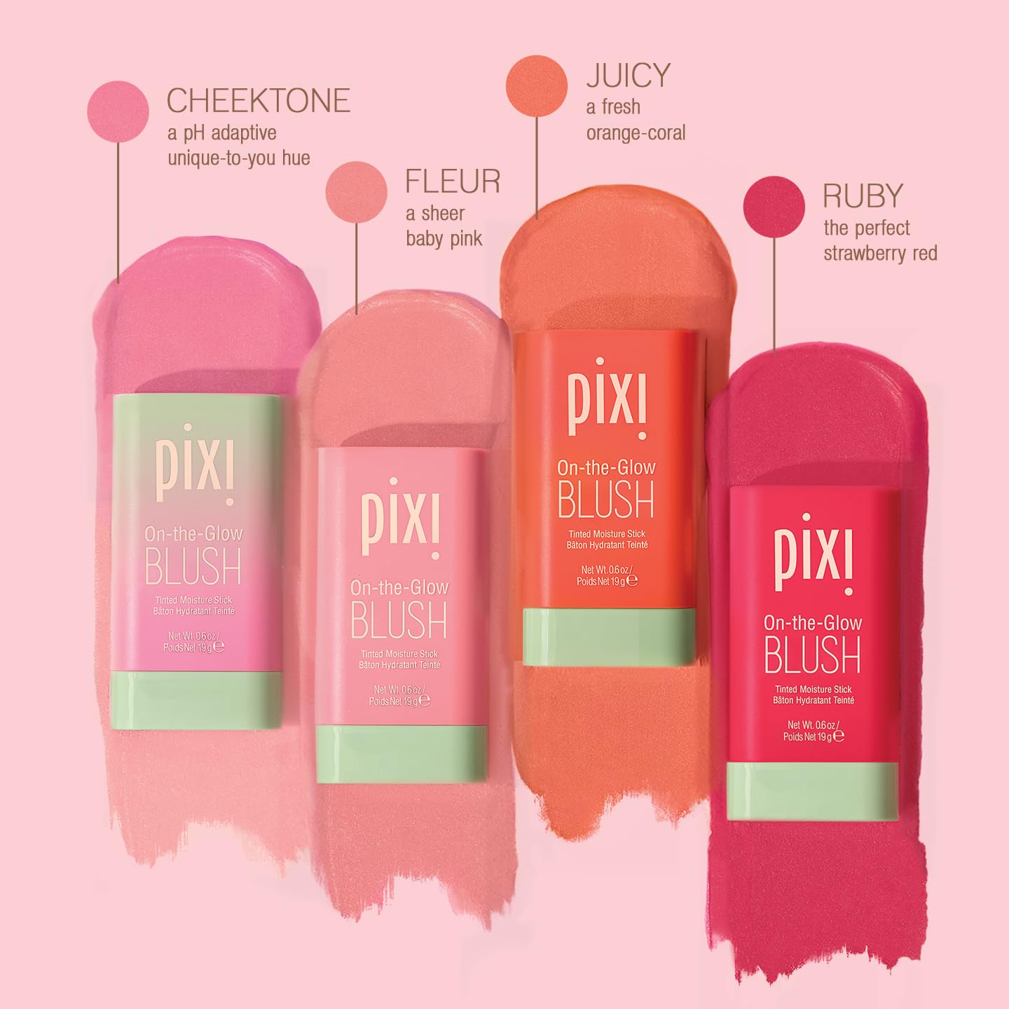 Pixi On-the-Glow Blush - Juicy, Hydrating Tinted Moisture Blush Stick with Ginseng, Aloe Vera & Fruit Extracts, For Cheeks & Lip