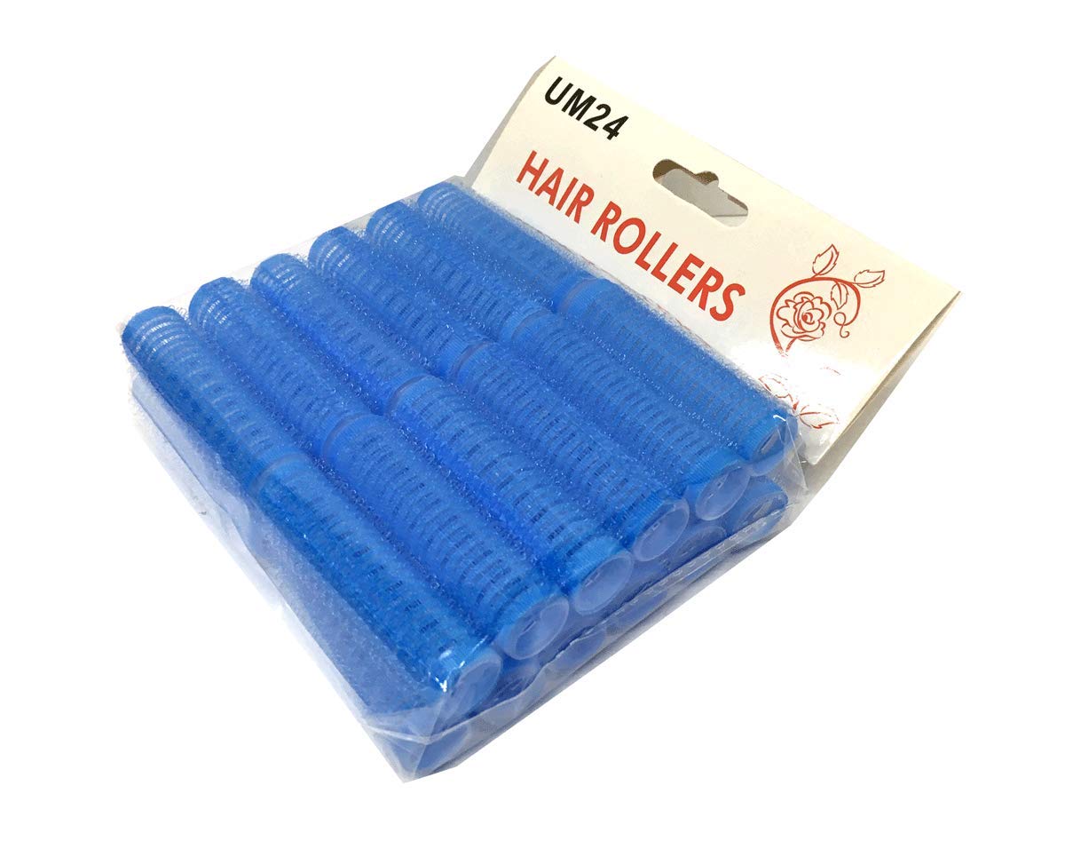 Pack of 24 Mini Small Hair Rollers Self Grip Vented Pro Salon Hairdressing Curlers (Blue)