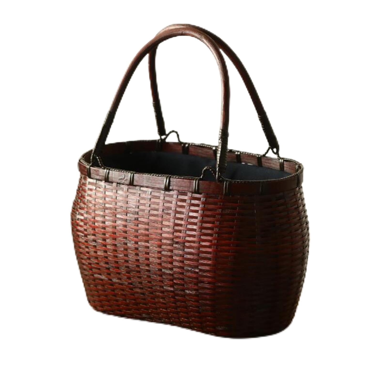 Snappsy Bamboo Woven Tote Bag Lady Vintage Style Woven Basket For Work Wedding Beach Style A