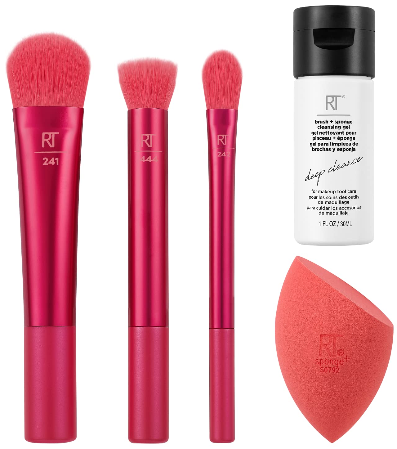 Real Techniques Limited Edition Sparkle + Sleigh Makeup Brush & Sponge Kit, Makeup Spone Blender & Face Brushes For Flawless Fin
