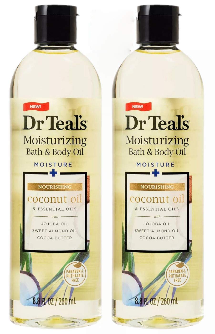 Dr. Teals Coconut Bath & Body Oil Gift Set (2 Pack, 8.8Oz Ea.) - Nourishing Coconut Essential Oils Blended With Sweet Almond Oil