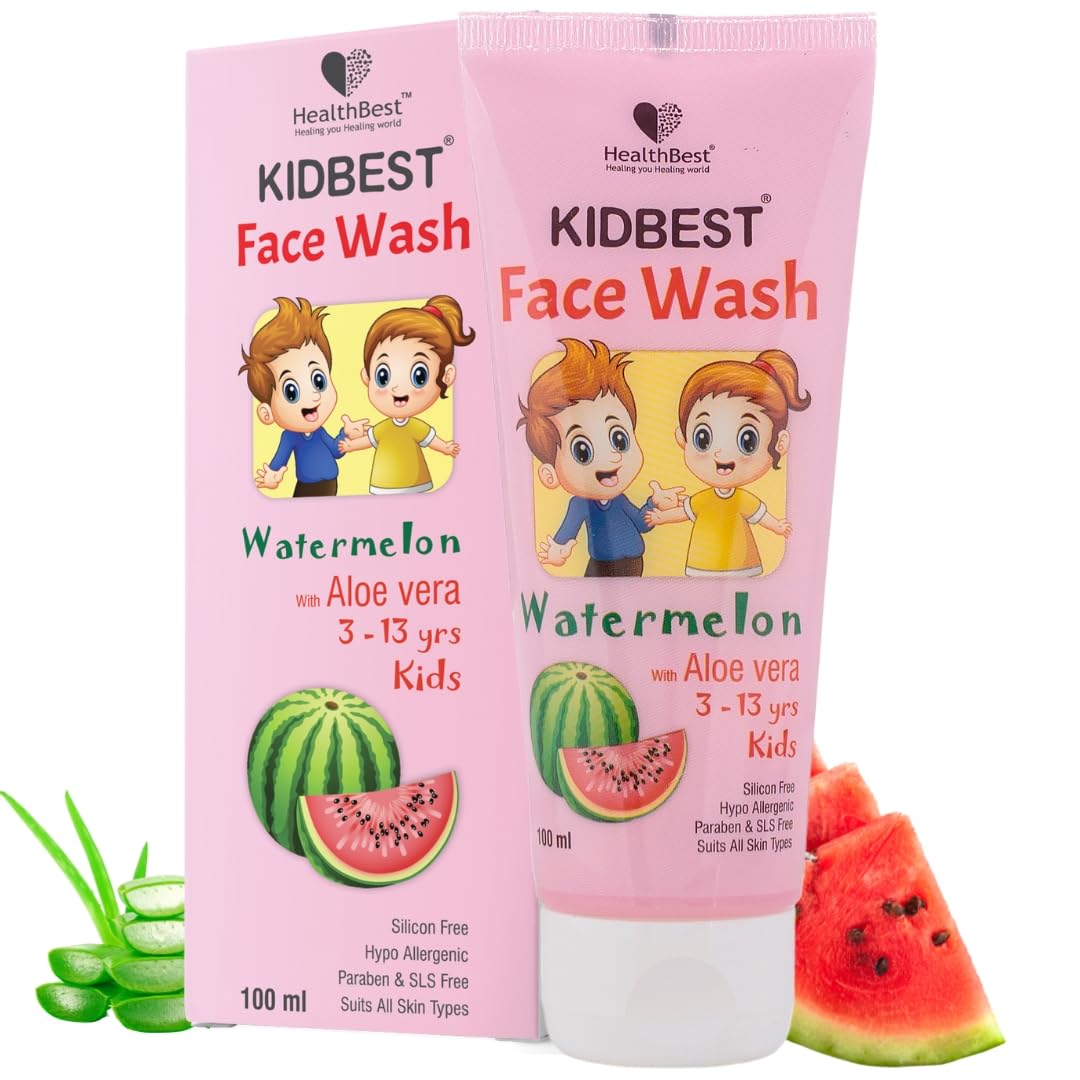 Healthbest Kids Multivitamin Face Wash - Natural, Non-Toxic 100Ml, Organic Watermelon For Normal, Gentle Sensitive & Dry Skin Ty