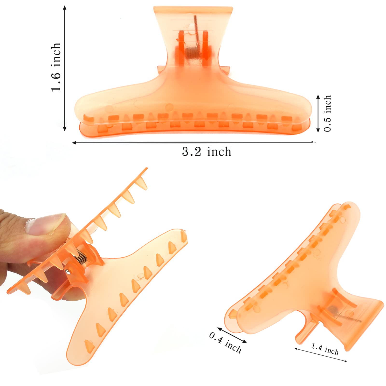 Ondder Hair Clips for Styling - Orange Butterfly Claws Clamps Pro Salon Clips for Cutting, Coloring, and Hair Accessories for Wo
