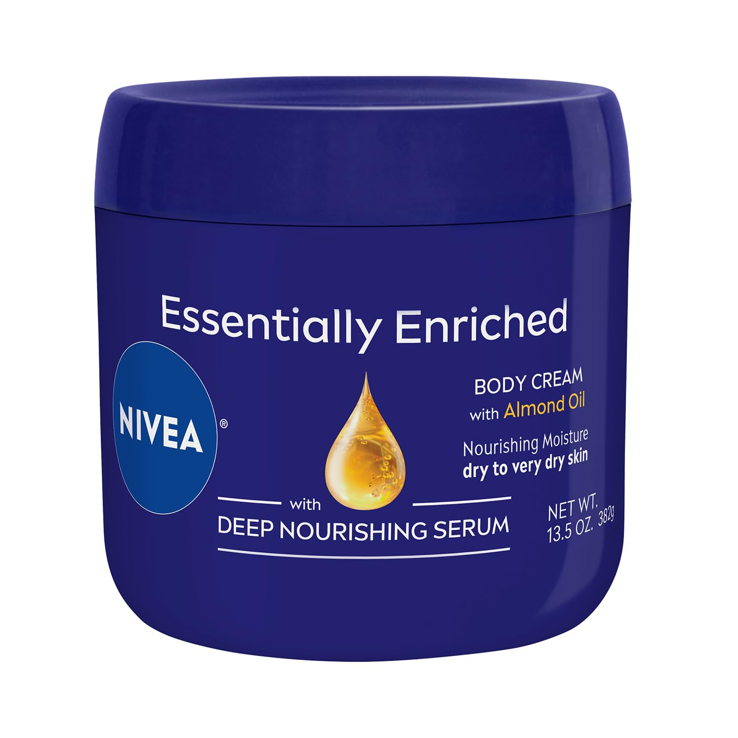 NIVEA Essentially Enriched Body Cream, Moisturizing Cream for Dry and Very Dry Skin, Enriched with Deep Nourishing Serum and Alm
