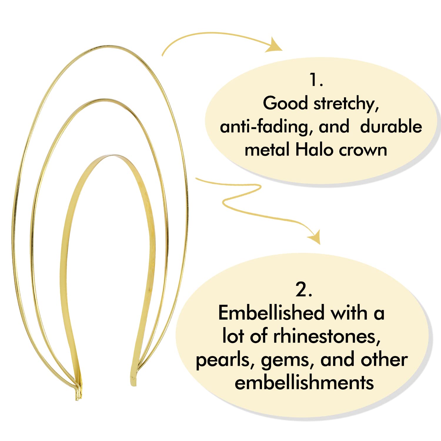 Lawie Gold Metal Queen Goddess Angel Halo Crown Headband Hairbands Tiara Hair Hoops Diy Craft Bands Headpieces Party Cosplay Cos
