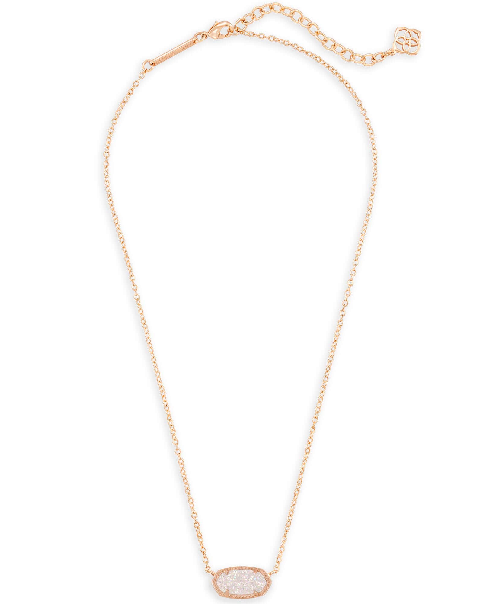Kendra Scott Elisa Pendant Necklace for Women, Fashion Jewelry, 14k Rose Gold-Plated, Iridescent Drusy