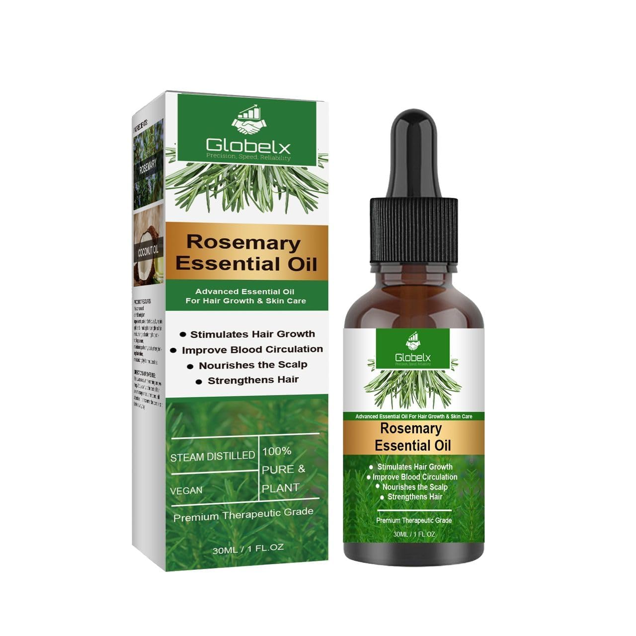 Rosemary Scalp & Hair Oil with Castor & Coconut Oil  Lightweight Nourishing & Strengthening Hair Care for Dry, Damaged & Thinni