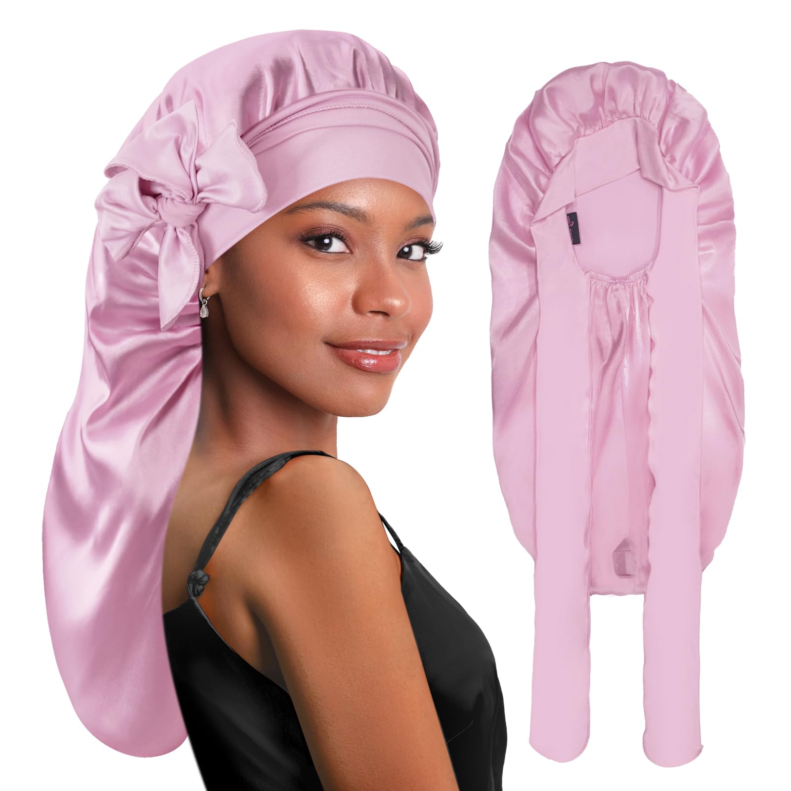 BONNET QUEEN Silk Bonnet Satin Bonnet Braid Bonnet Long Bonnet for Braids Hair Bonnet for Sleeping with Tie Band for women curly