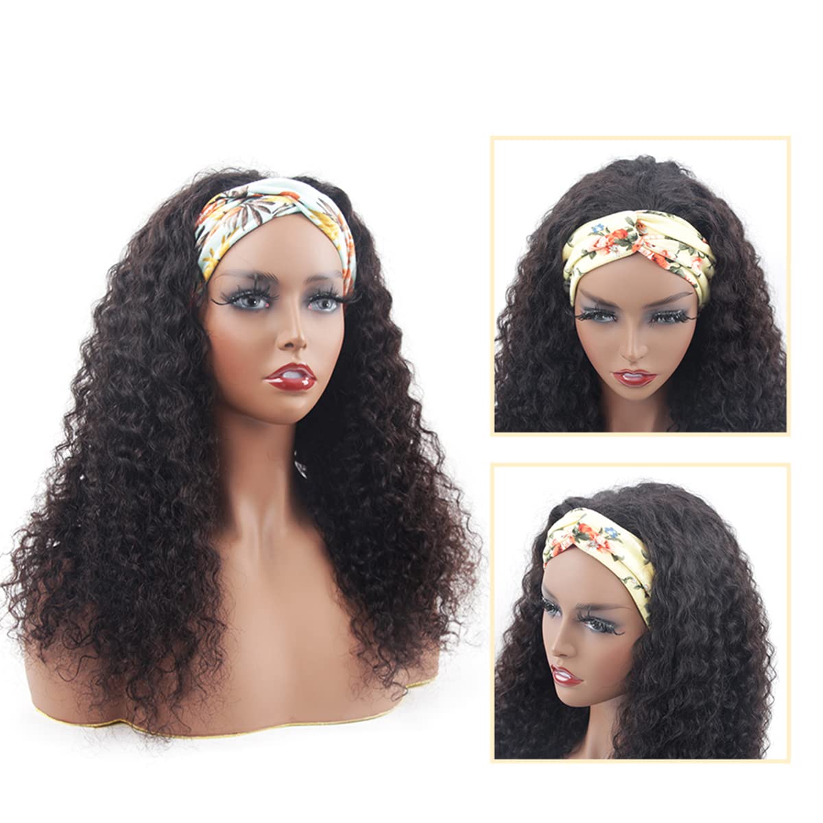 Isee Headband Human Hair Wigs 180% Density Water Wave Curly None Lace Front For Black Women Glueless Deep Wave Machine Made Wigs