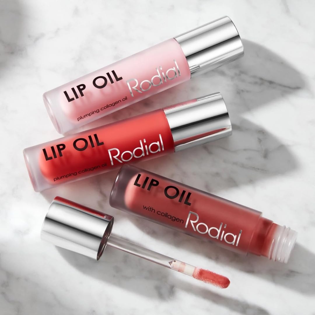 Rodial Plumping Collagen Lip Oil Cherry 0.13Fl.Oz, Vegan Collagen-Infused Lip Oil With Macadamia And Jojoba Oil, Deep Hydration
