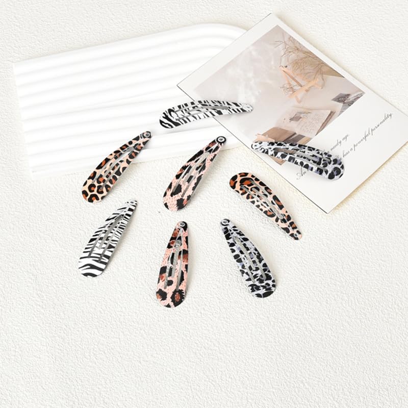 Leopard Snap Clips For Hair Y2K Black White Brown Metal Zebra Cheetah Print Hair Clips Animal Pattern Barrettes Hair Pins Decora
