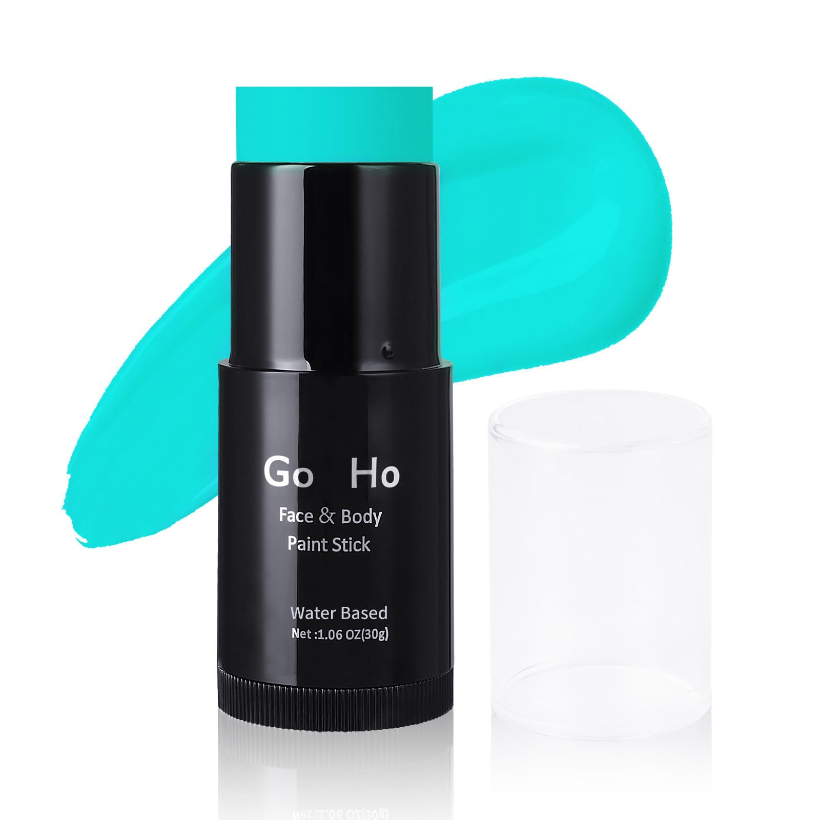 Go Ho Teal Face Body Paint Stick,Water Based Washable Teal Face Paint Stick,Non-Toxic Full-Coverage Cream Teal Body Paint For Ad