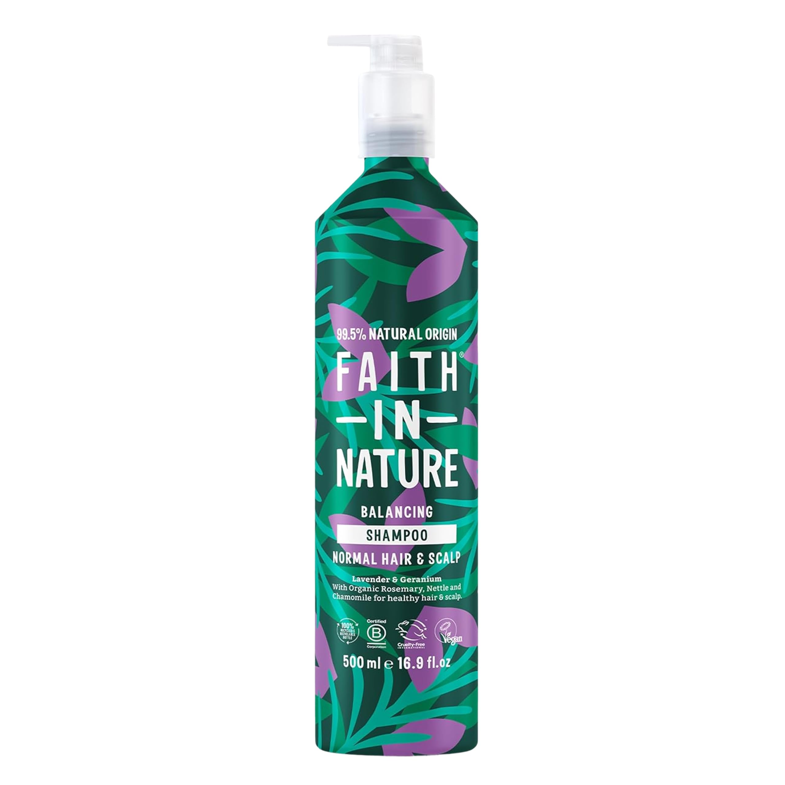 FAITH IN NATURE Natural Aluminium Bottle Shampoo - Vegan & Cruelty Free, No SLS or Parabens - 16.9 fl oz, Lavender & Geranium