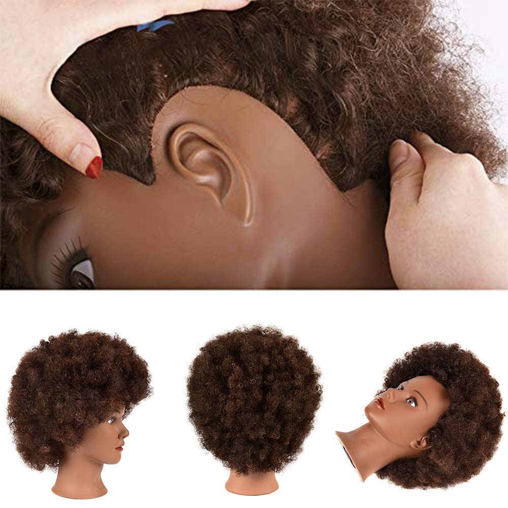 Afro Curly Mannequin Head with 100% Human Hair Curly Hair Hairdresser Hair Styling Cosmetology Manikin Head Doll head for Hairdr
