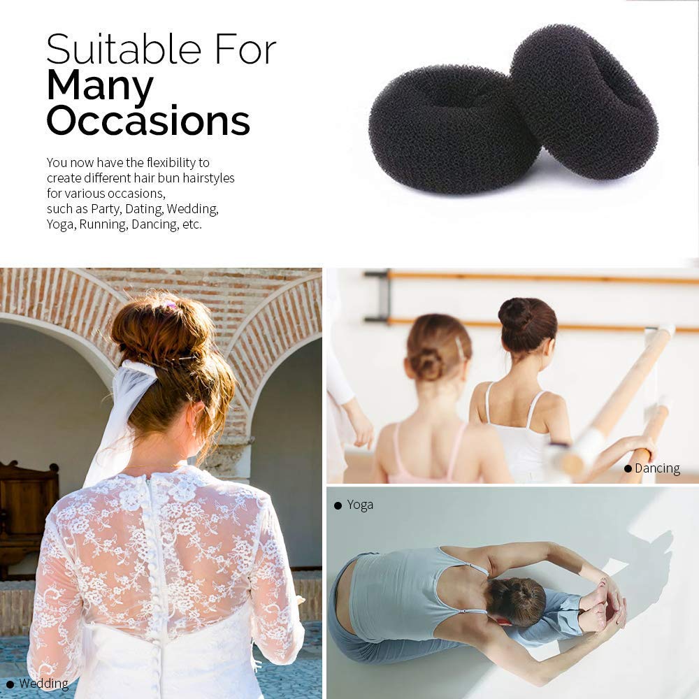 Extra Hair Donut Bun Maker for Kids, Ring Style Bun, 2PCS Chignon Hair Small Doughnut Shaper for Short and Thin Hair (Small, 2.5