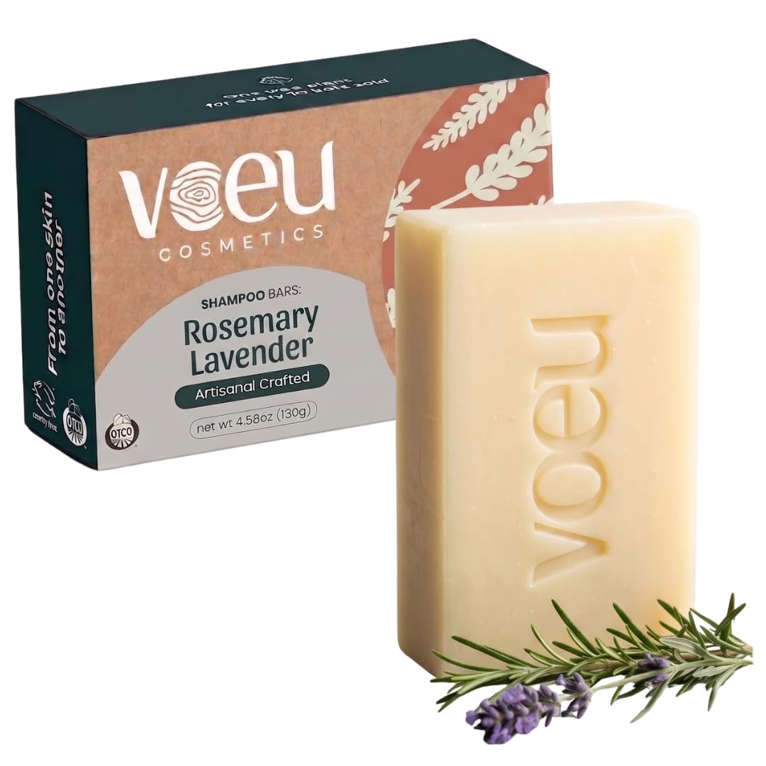 Voeu Organic Rosemary & Lavender Shampoo Bar  Hair Strengthening Anti Breakage Hair Cleanser  Strengthening AntiDandruff Clar