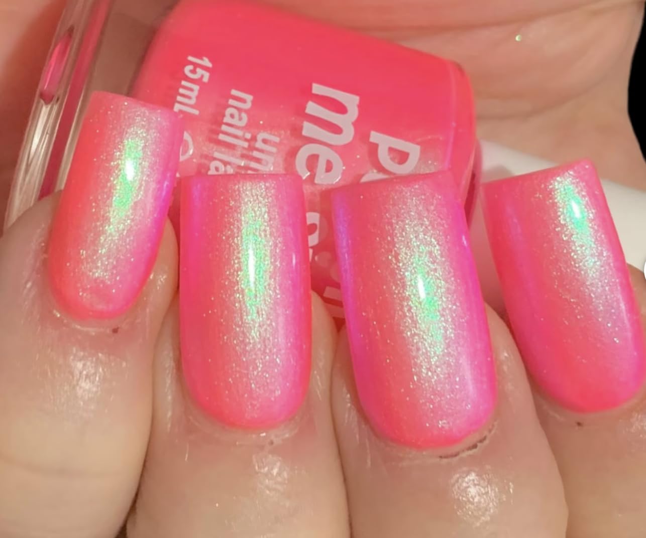 Polish Me Silly Ready Set Glow - Neon Pink Blue Green Neon Glow Pop Collection Multicolor Shifting: Mylar Oil Slick Nail Polish