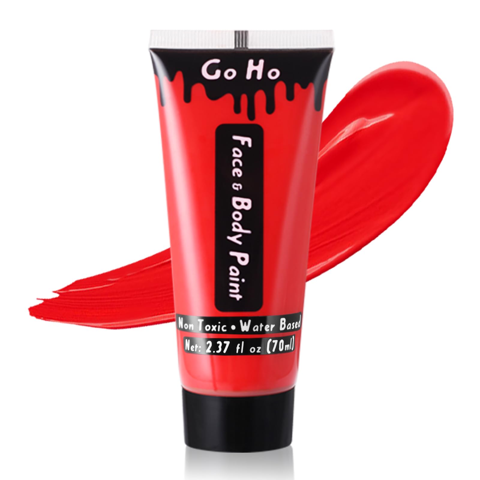 Go Ho Red Body Paint Washable(2.37 Oz),Water Based Cream Red Face Paint,Devil / Clown Nose Red Face Body Paint For Halloween Sfx